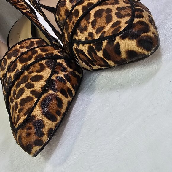Ann Taylor Beck Leopard Print Calf Hair 3.5” Loafer Stiletto Heel Pump 9M - Picture 3 of 14